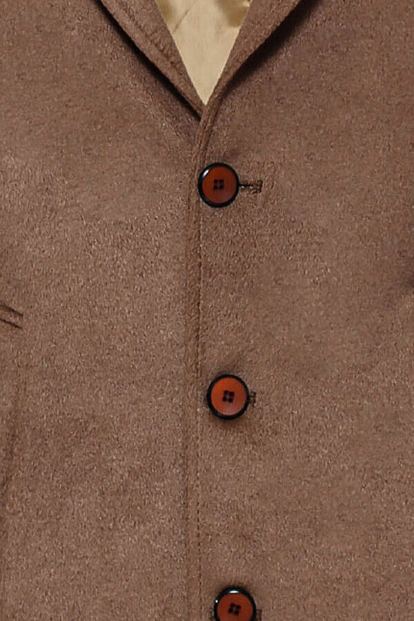 Brown Men Long Coat - Wessi