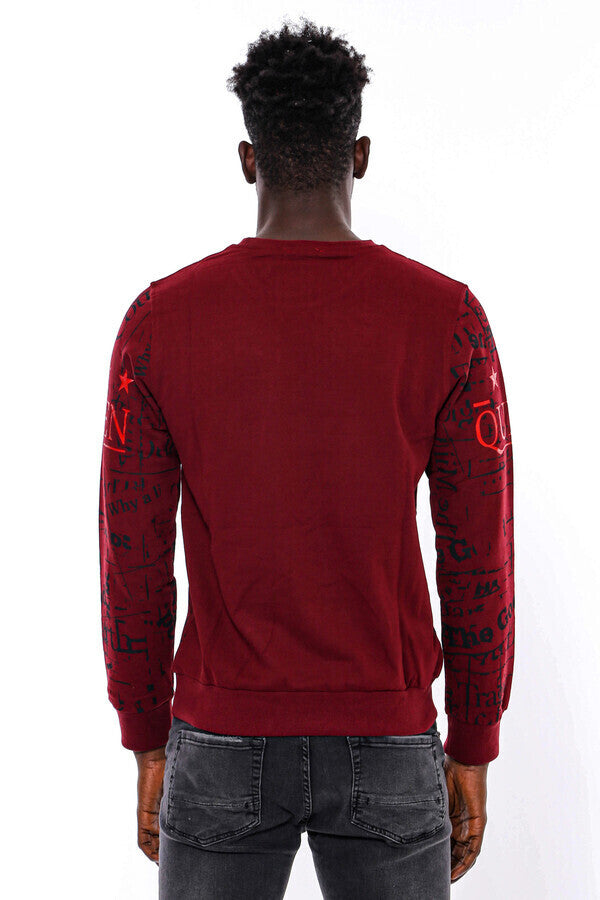 Sudadera de hombre de corte ajustado con estampado burdeos - Wessi