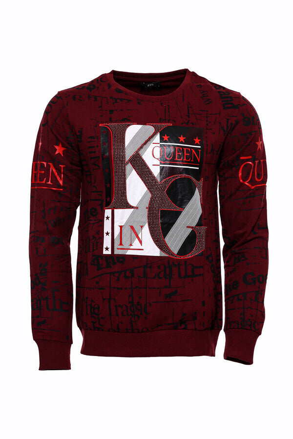 Sudadera de hombre de corte ajustado con estampado burdeos - Wessi