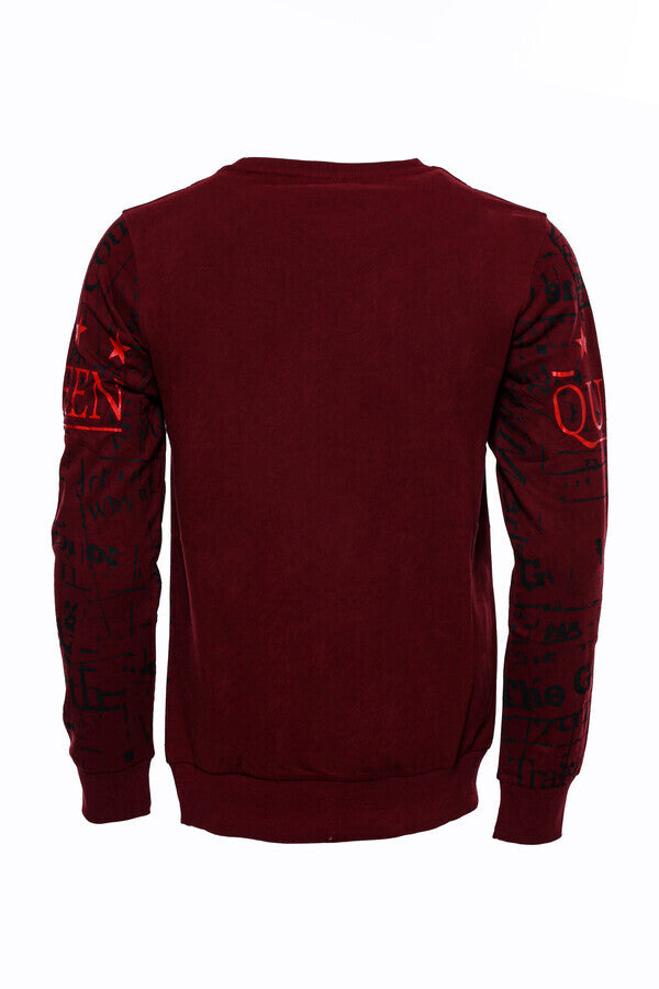 Sudadera de hombre de corte ajustado con estampado burdeos - Wessi