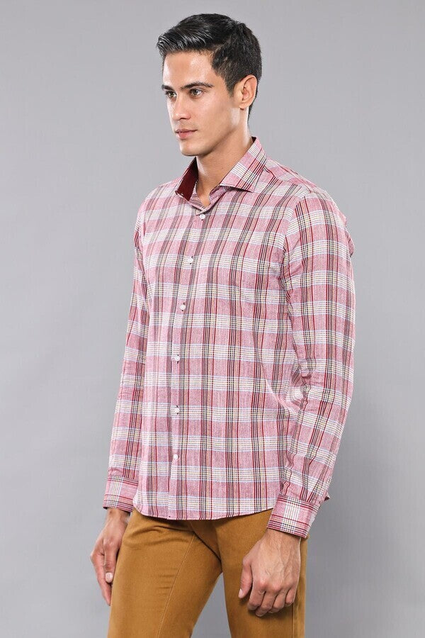 Camisa informal a cuadros burdeos | Wessi