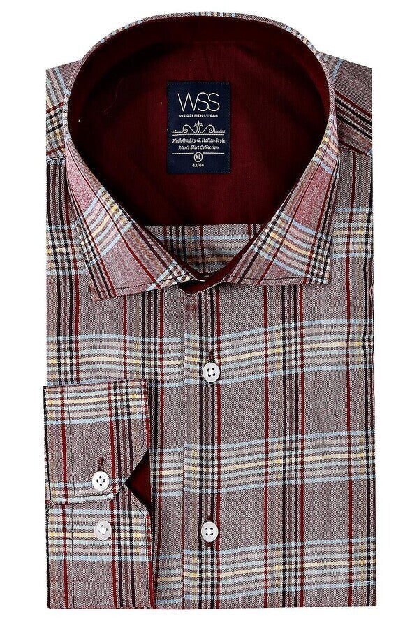 Camisa informal a cuadros burdeos | Wessi
