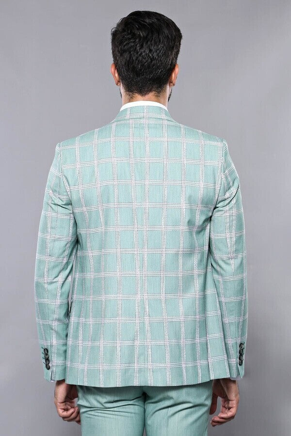 Traje de cuadros verde claro con chaleco | Wessi
