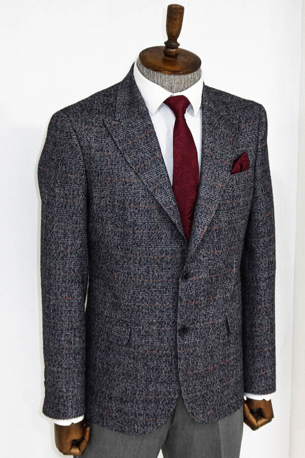 Blazer azul marino a cuadros para hombre - Wessi