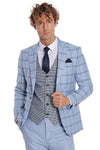 Traje de hombre azul claro de corte entallado con estampado de cuadros - Wessi