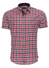 Camisa de cuadros azul marino de manga corta para hombre - Wessi