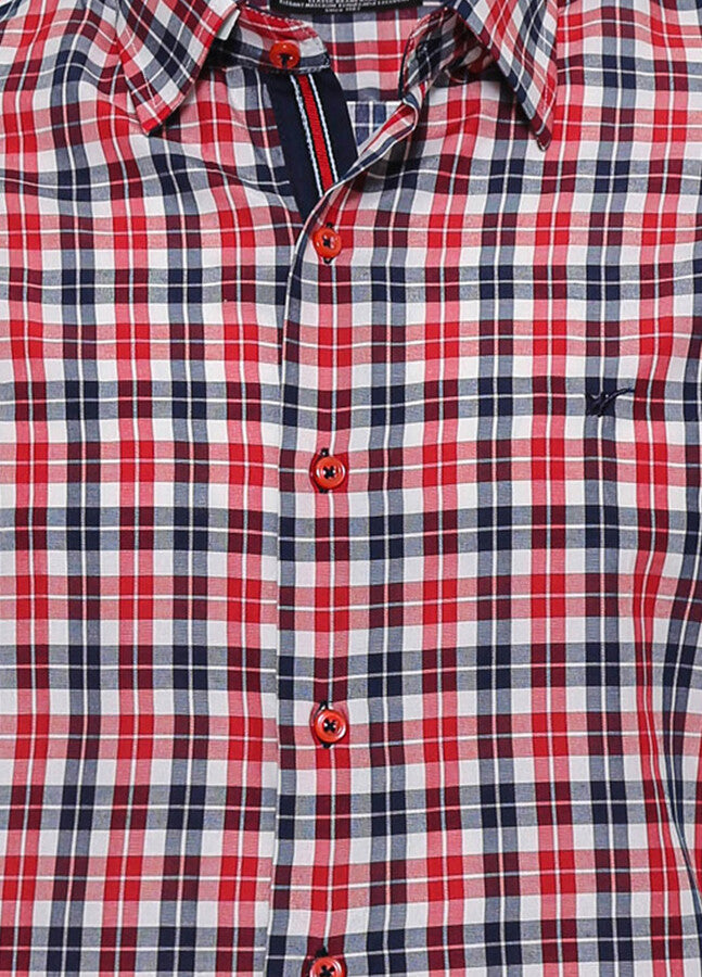 Camisa de cuadros azul marino de manga corta para hombre - Wessi