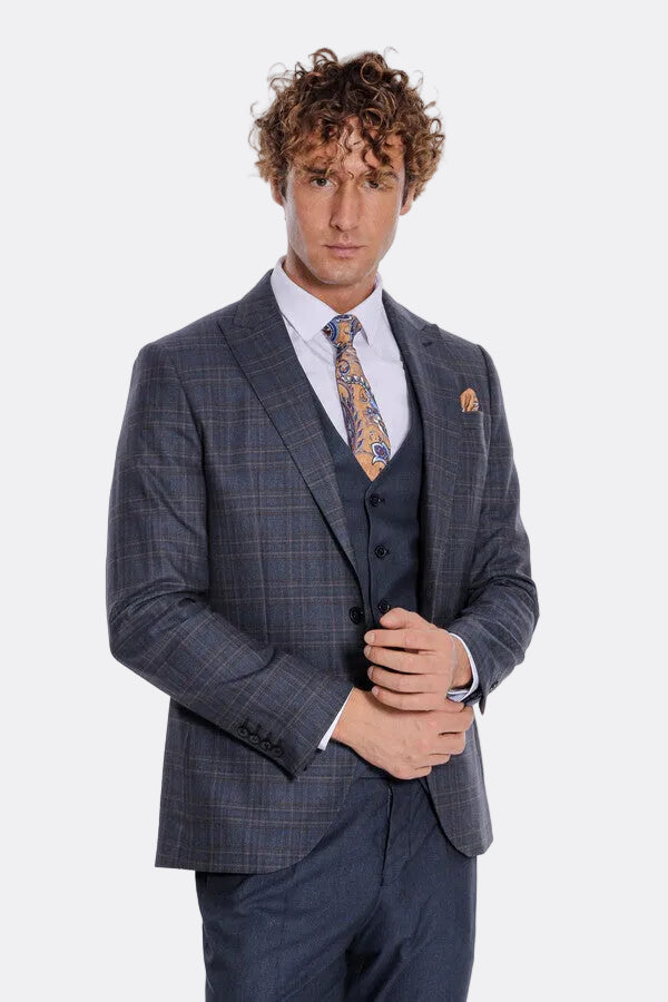 WSS Burgundy Slim Fit Men's Suit with Vest  - Nancy main image 0