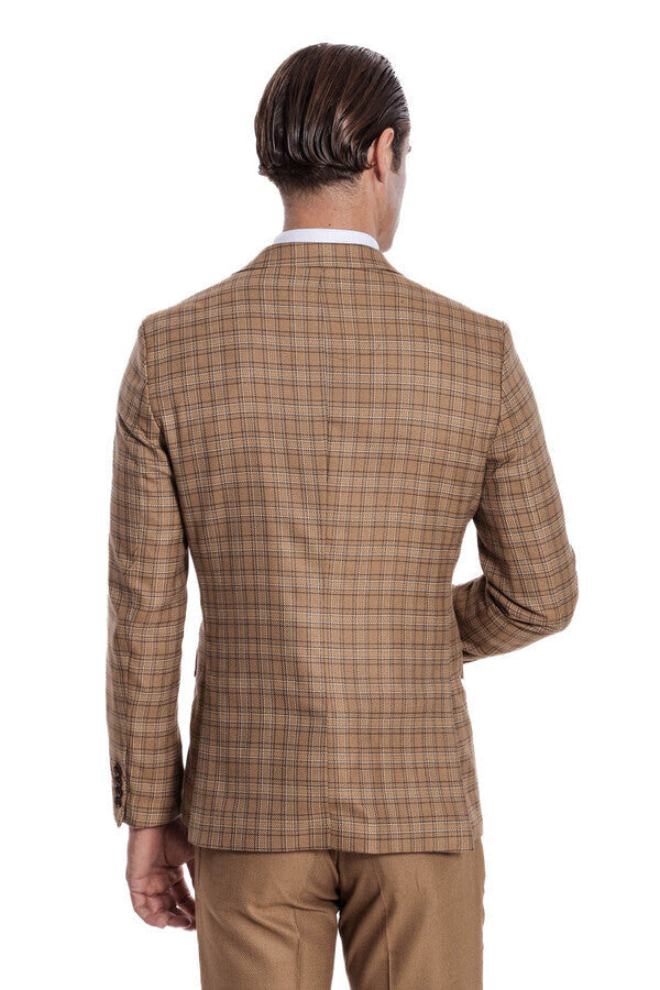 Traje de hombre en color tostado ajustado a cuadros - Wessi