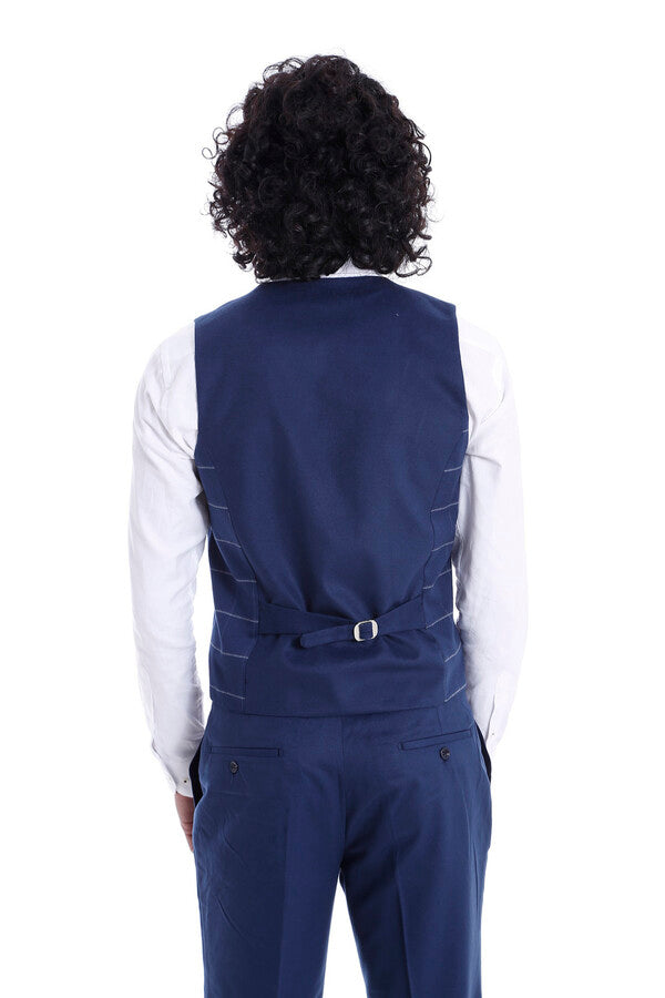 Conjunto de pantalón liso con chaleco a cuadros para hombre - Wessi