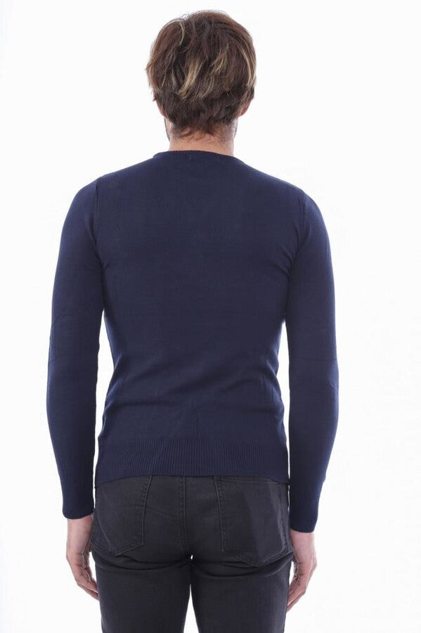 Circle Collar Navy Blue Sweater - Wessi