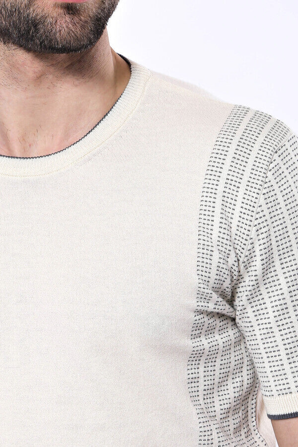 Camiseta de punto con cuello redondo y estampado en color crema - Wessi
