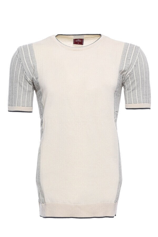 Camiseta de punto con cuello redondo y estampado en color crema - Wessi
