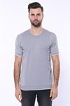 Camiseta de punto gris con cuello redondo y estampado - Wessi