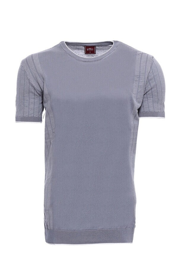 Camiseta de punto gris con cuello redondo y estampado - Wessi