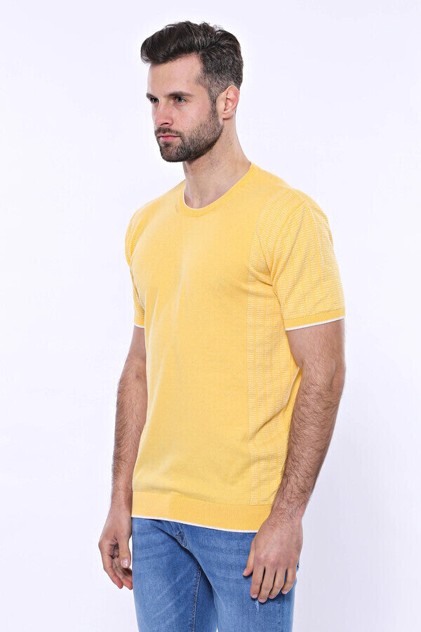 Camiseta de punto amarilla con estampado y cuello redondo - Wessi