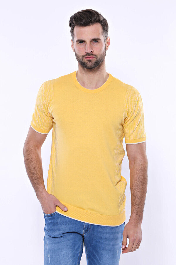 Camiseta de punto amarilla con estampado y cuello redondo - Wessi