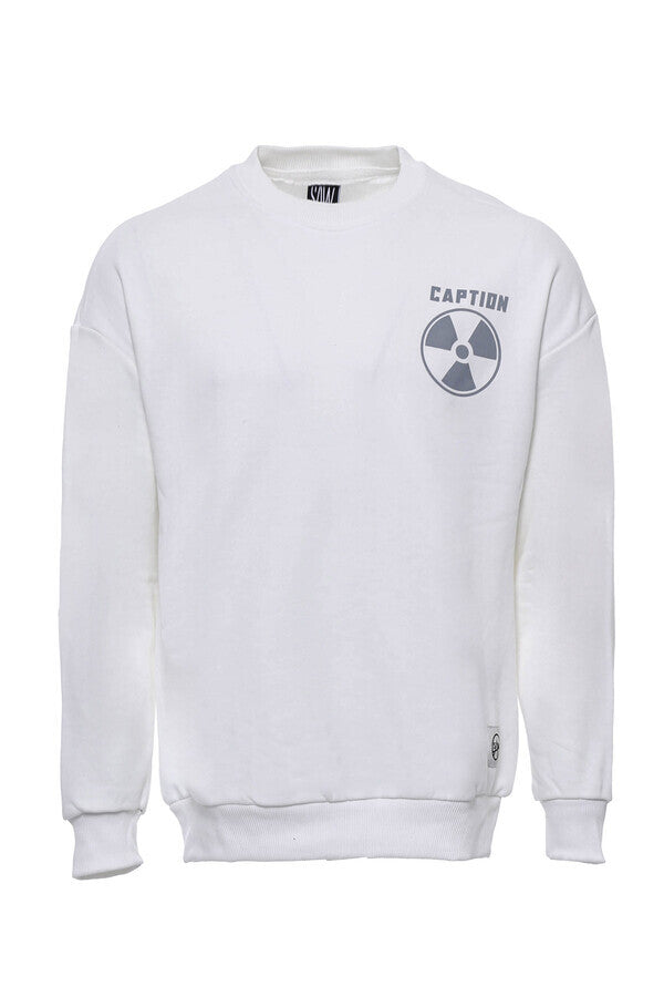 Sudadera blanca con cuello redondo y estampado en ambos lados - Wessi
