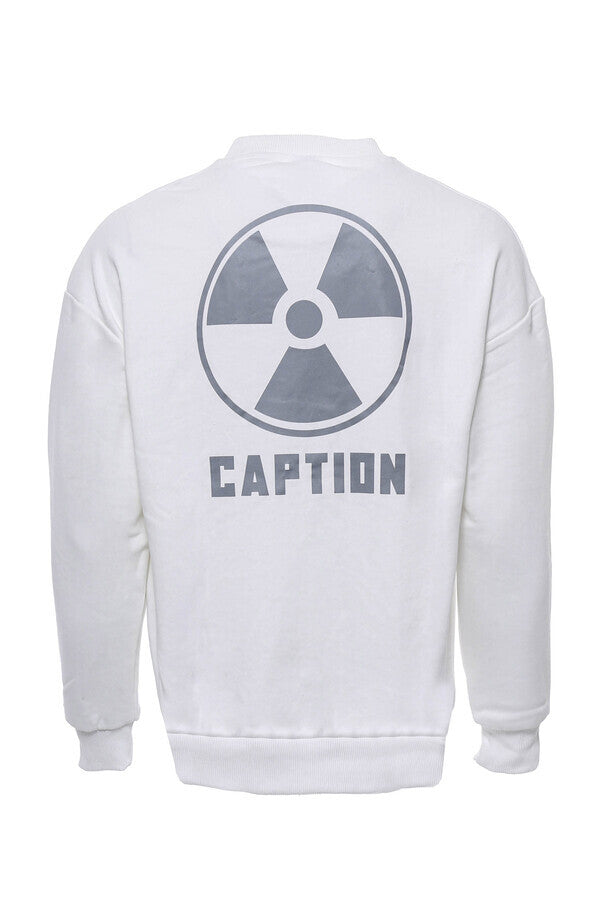 Sudadera blanca con cuello redondo y estampado en ambos lados - Wessi