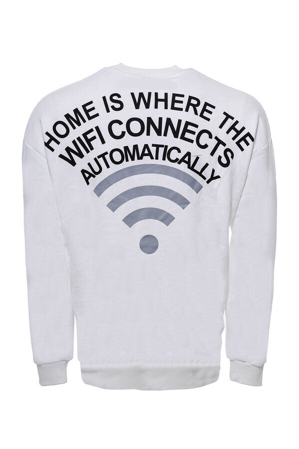 Sudadera blanca con cuello redondo y estampado en ambos lados - Wessi