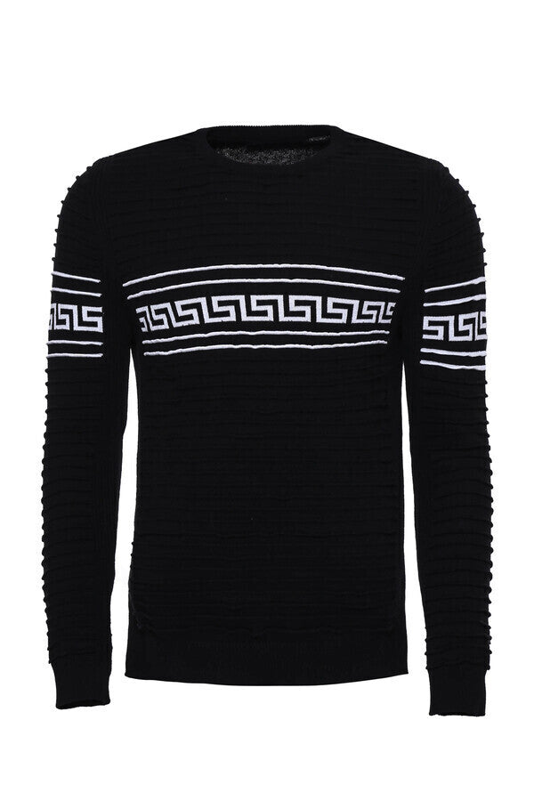 Jersey de cuello redondo con estampado en el pecho en color negro - Wessi