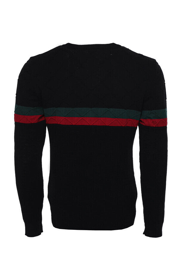 Jersey de cuello redondo con rayas en el pecho y negro - Wessi