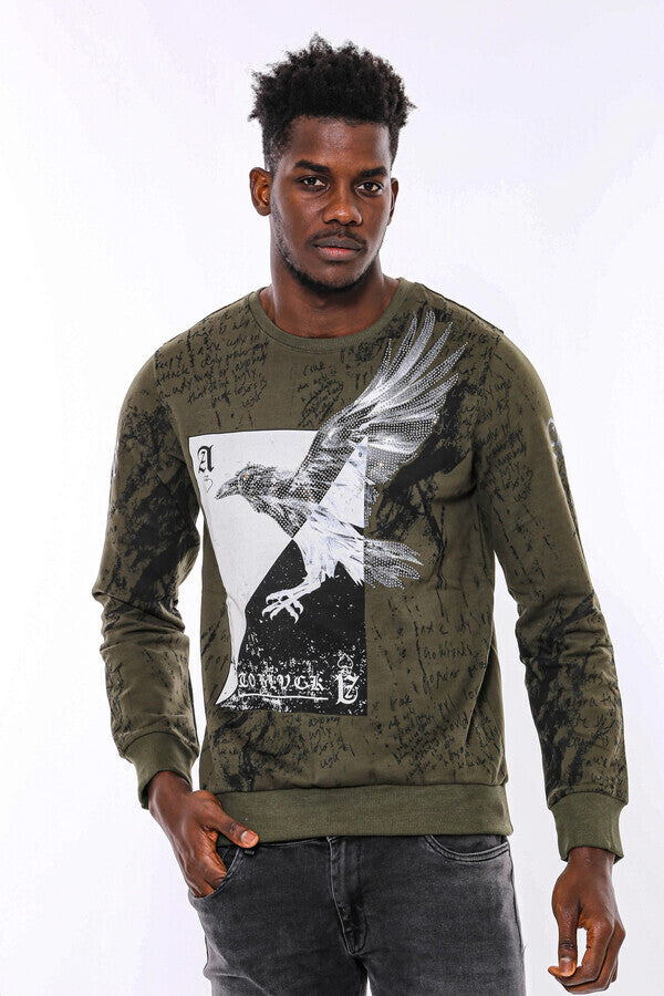 Sudadera ajustada con estampado verde oscuro - Wessi