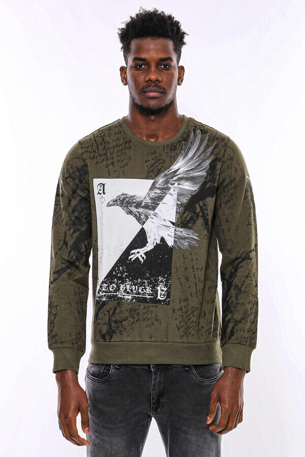Sudadera ajustada con estampado verde oscuro - Wessi