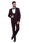 Detachable Lapel Burgundy Suit - Wessi