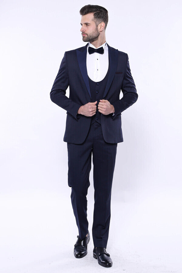 Detachable Lapel Navy Suit | Wessi