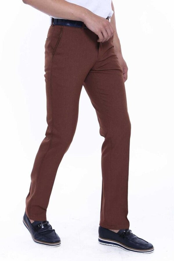 Pantalones de algodón de corte ajustado con bolsillos de lunares para hombre - Wessi