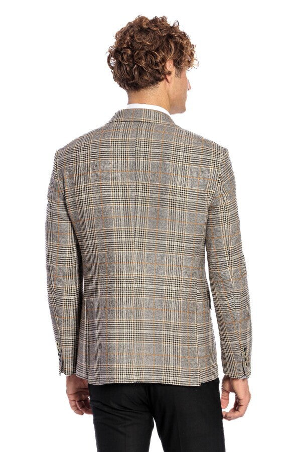 Blazer cruzado a cuadros gris para hombre - Wessi
