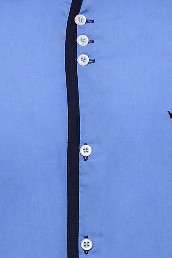 Double Colored Blue Slim Fit Shirt | Wessi