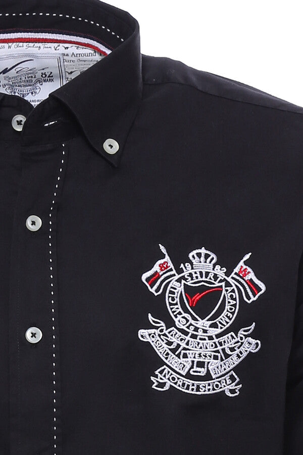 Camisa negra de manga larga con emblema - Wessi