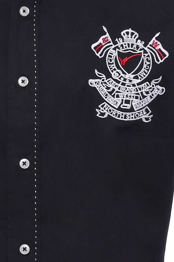 Camisa negra de manga larga con emblema - Wessi