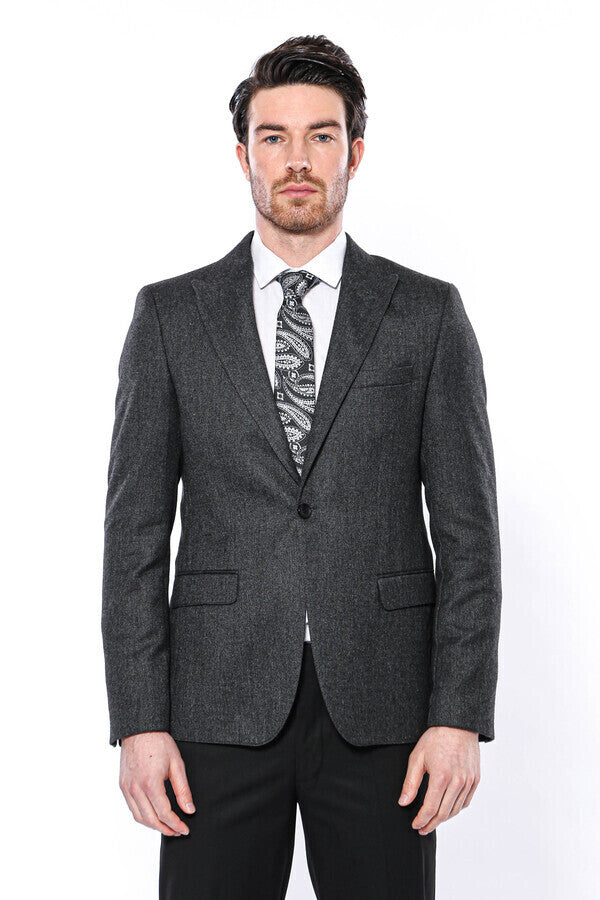 Blazer gris oscuro con solapa de pico - Wessi