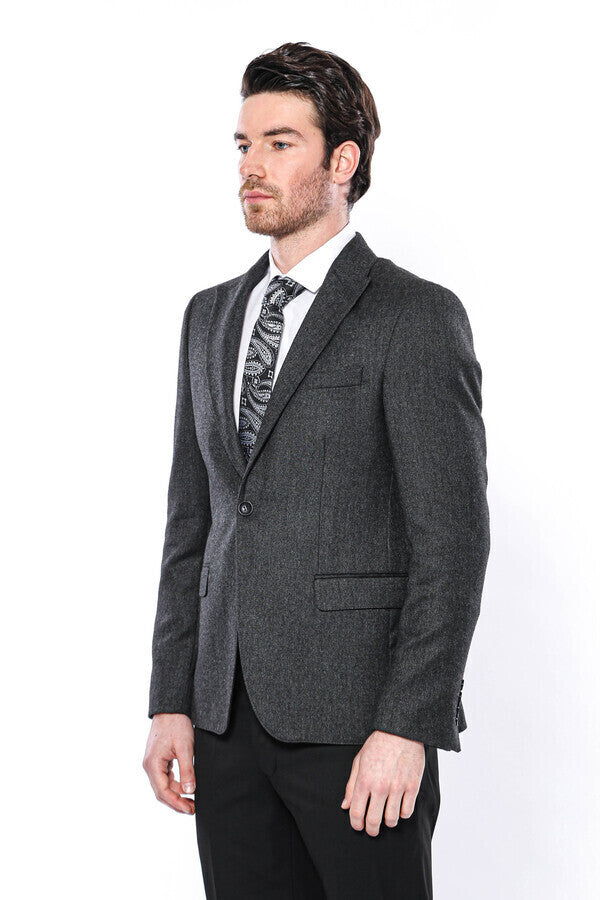 Blazer gris oscuro con solapa de pico - Wessi