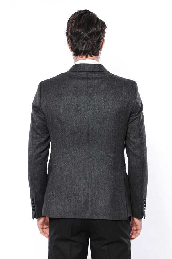 Blazer gris oscuro con solapa de pico - Wessi