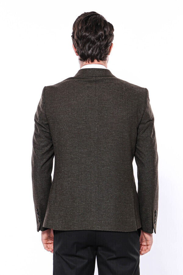 Blazer caqui con solapa de pico para hombre - Wessi