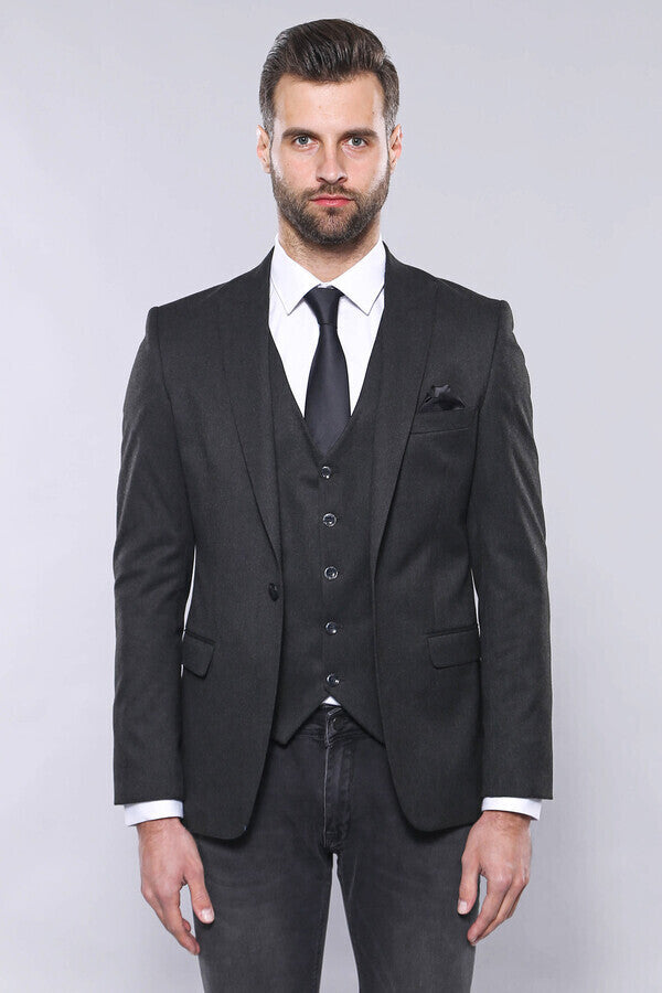 Smoked Plain Blazer Vest Set | Wessi