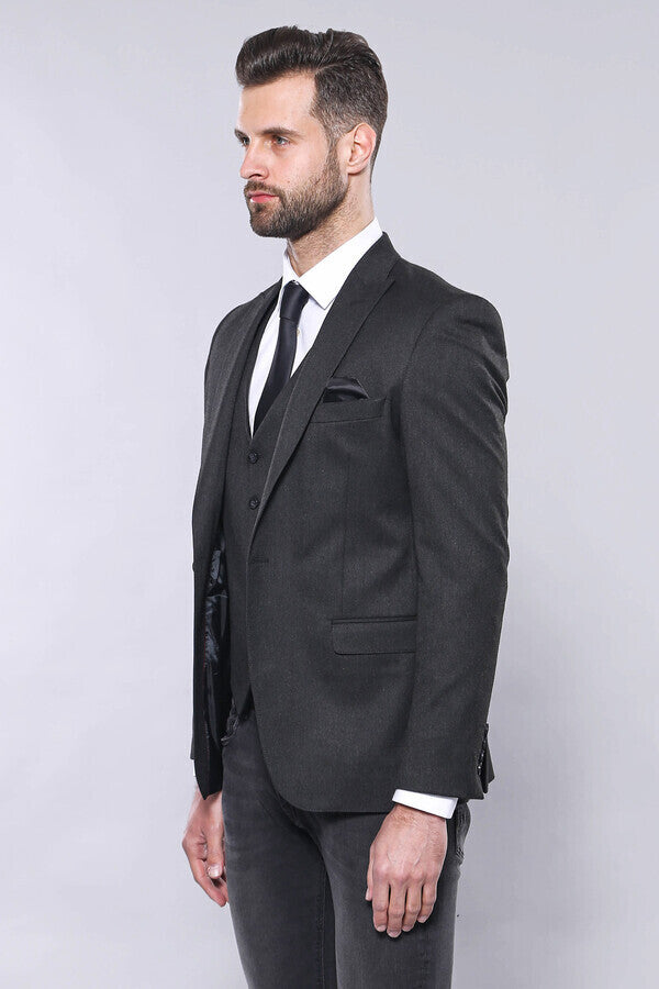 Smoked Plain Blazer Vest Set | Wessi