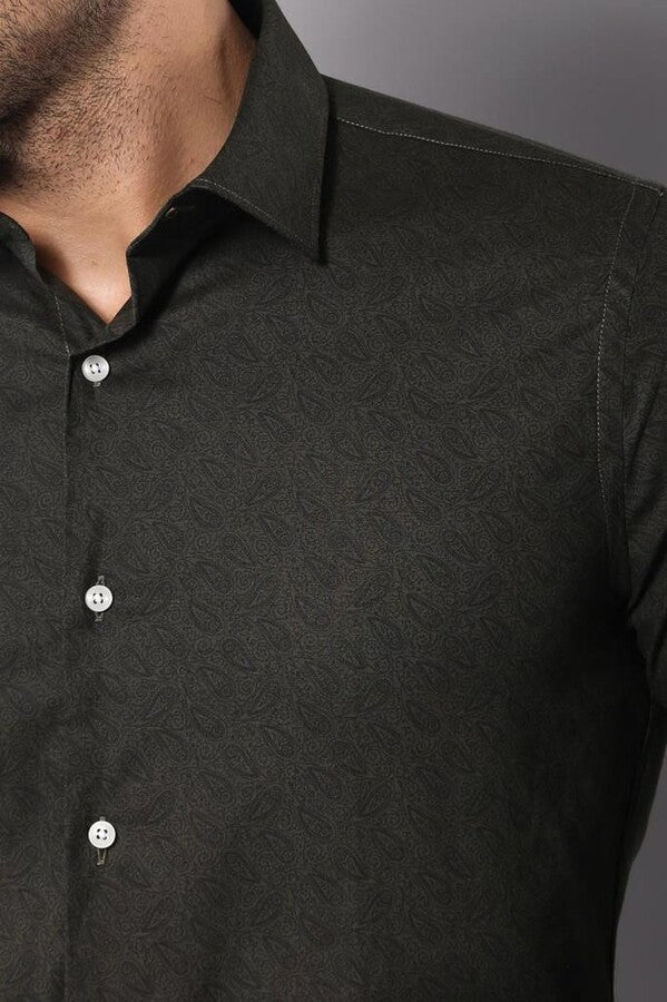 Camisa entallada con estampado verde - Wessi