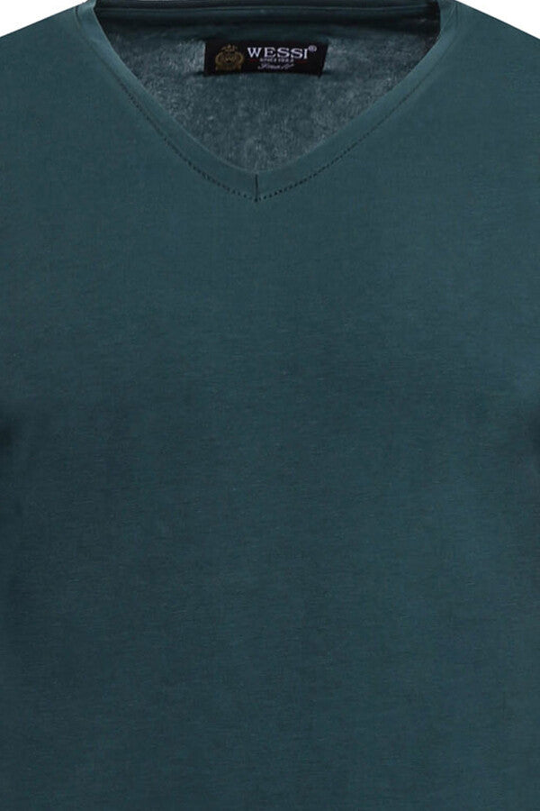 Sudadera lisa con cuello en V verde - Wessi