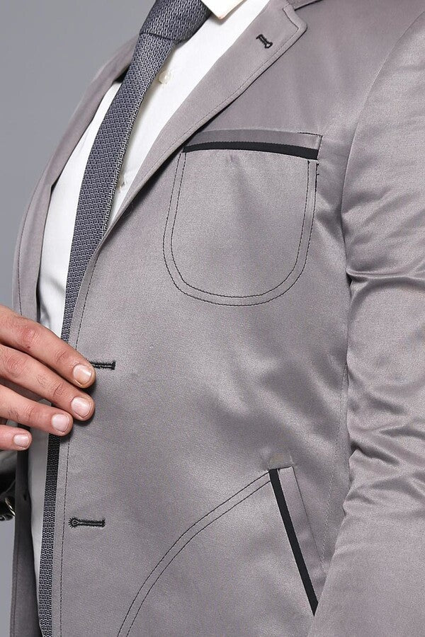 Blazer gris con bolsillos de parche | Wessi