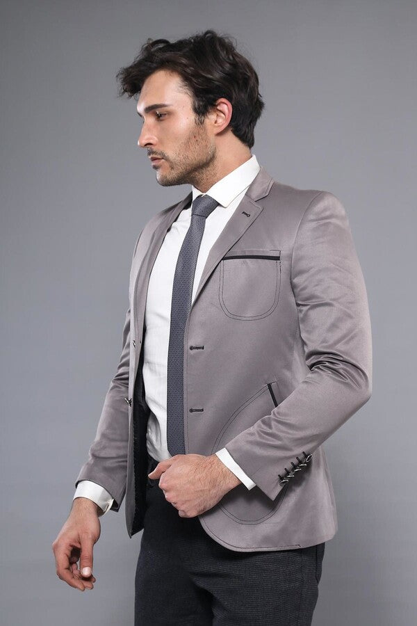 Blazer gris con bolsillos de parche | Wessi