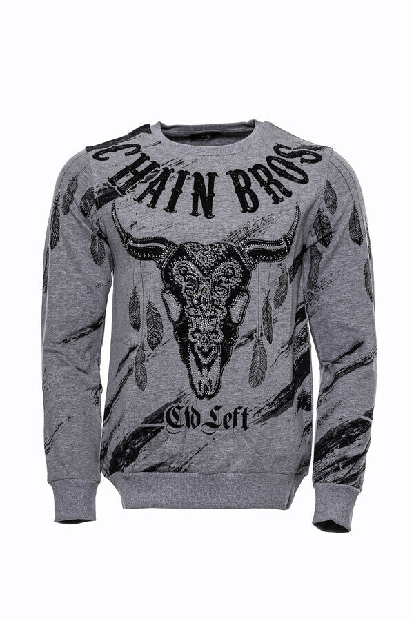 Sudadera gris de corte ajustado con estampado - Wessi