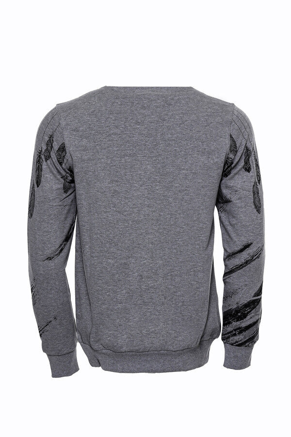 Sudadera gris de corte ajustado con estampado - Wessi