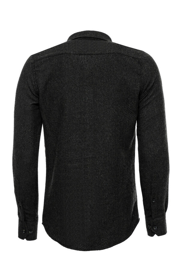 Camisa de leñador para hombre de color verde oscuro grueso con estampado de espiga - Wessi