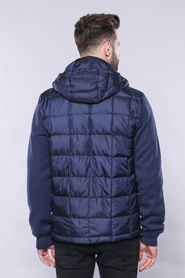 Abrigo de invierno con capucha azul marino para hombre - Wessi