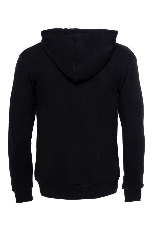 Sudadera con capucha y bolsillo para hombre, color negro liso - Wessi